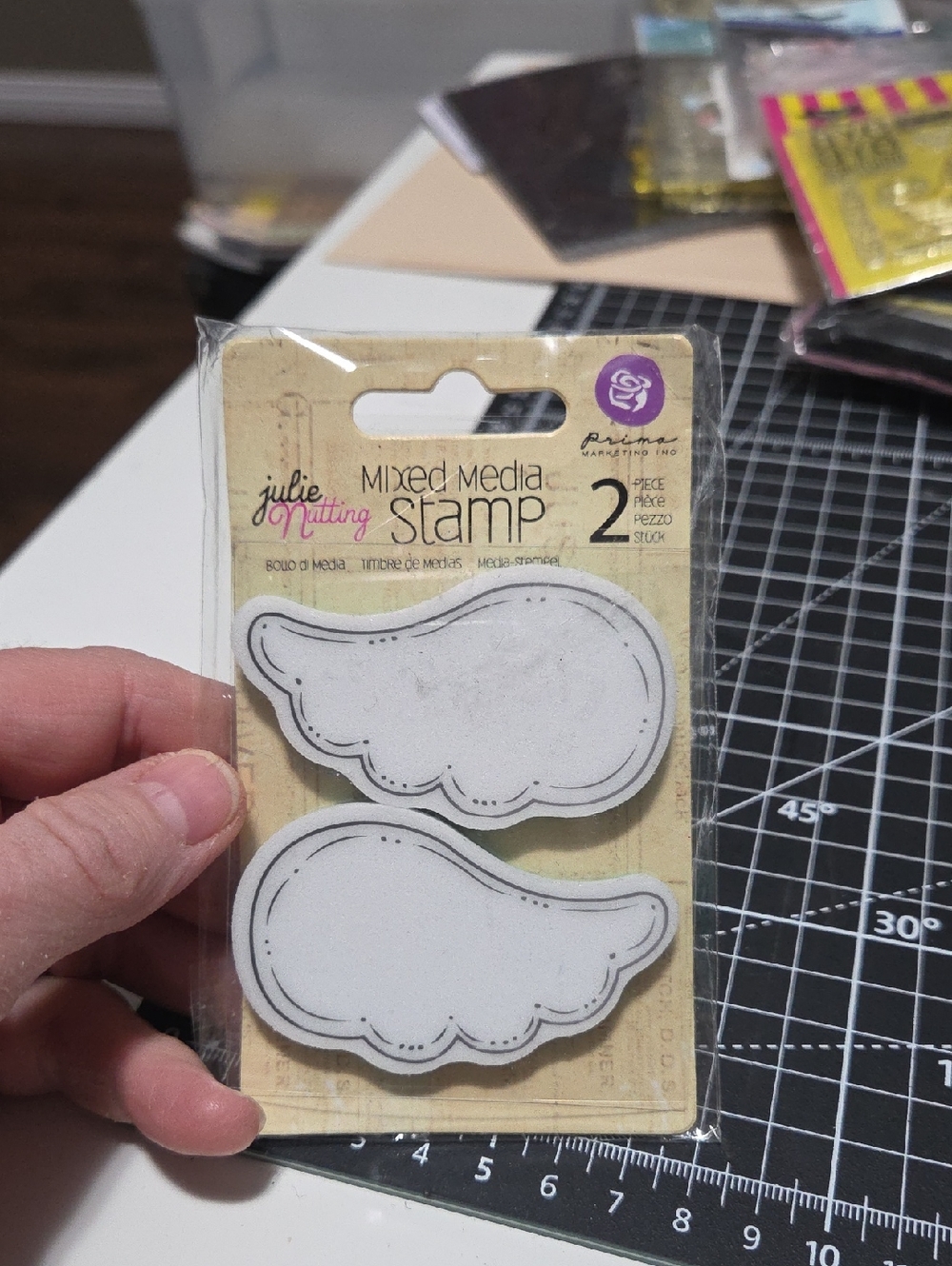 Angels Wings Rubber Cling Stamp set by Julie Nutting